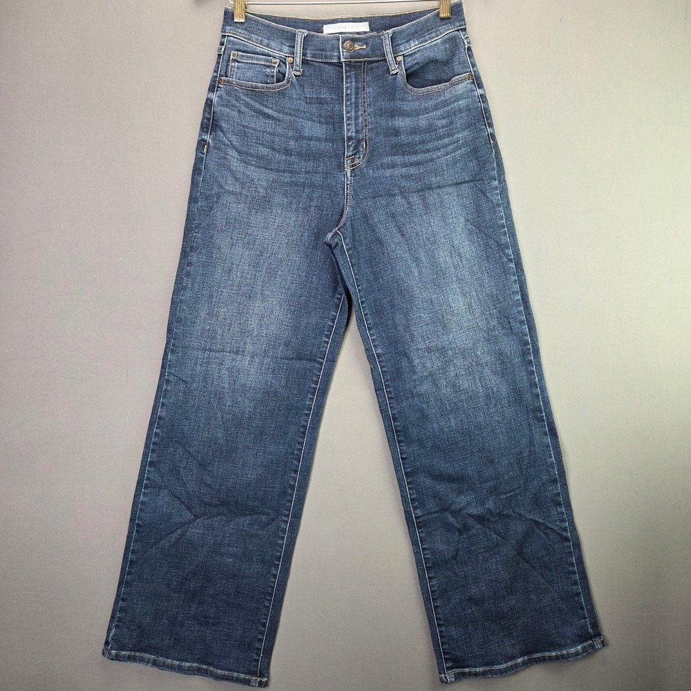 Eunina Joy Ultra High Rise Wide Leg Jeans Size 7 28W Blue Denim Stretch Retro